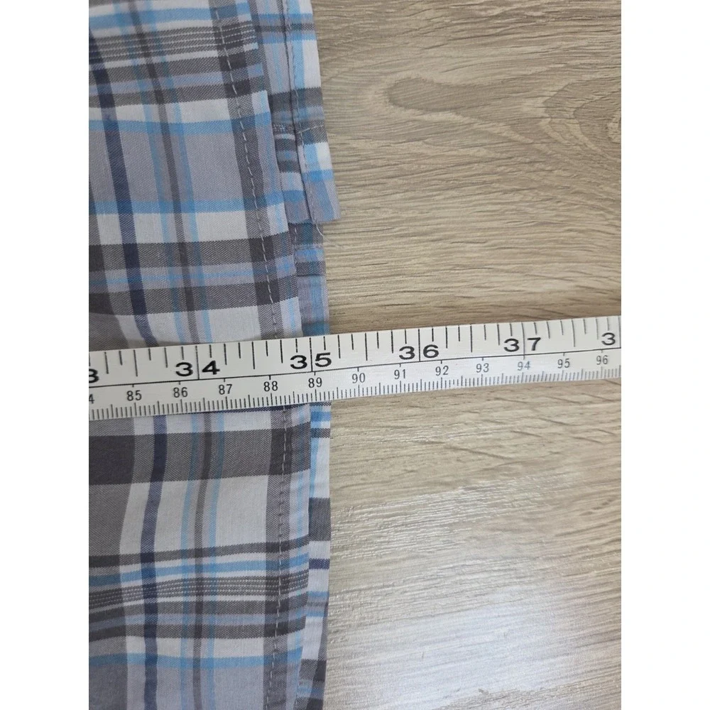 Architect Blue Gray Plaid Short Sleeve Button Shirt XLT - Picture 7 of 7